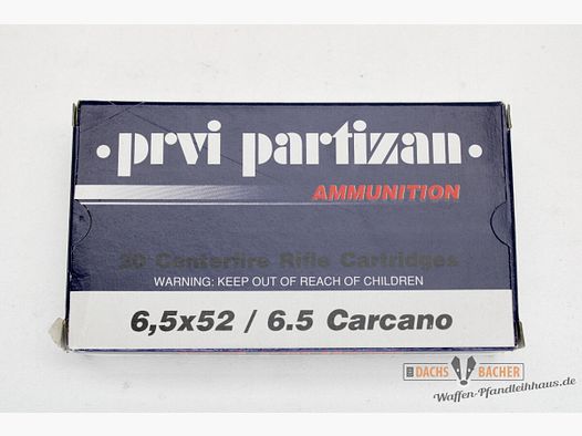 PPU Privi Partizan 6,5x52 Carcano 9,0g/139gr FMJ BT 20 Schuß