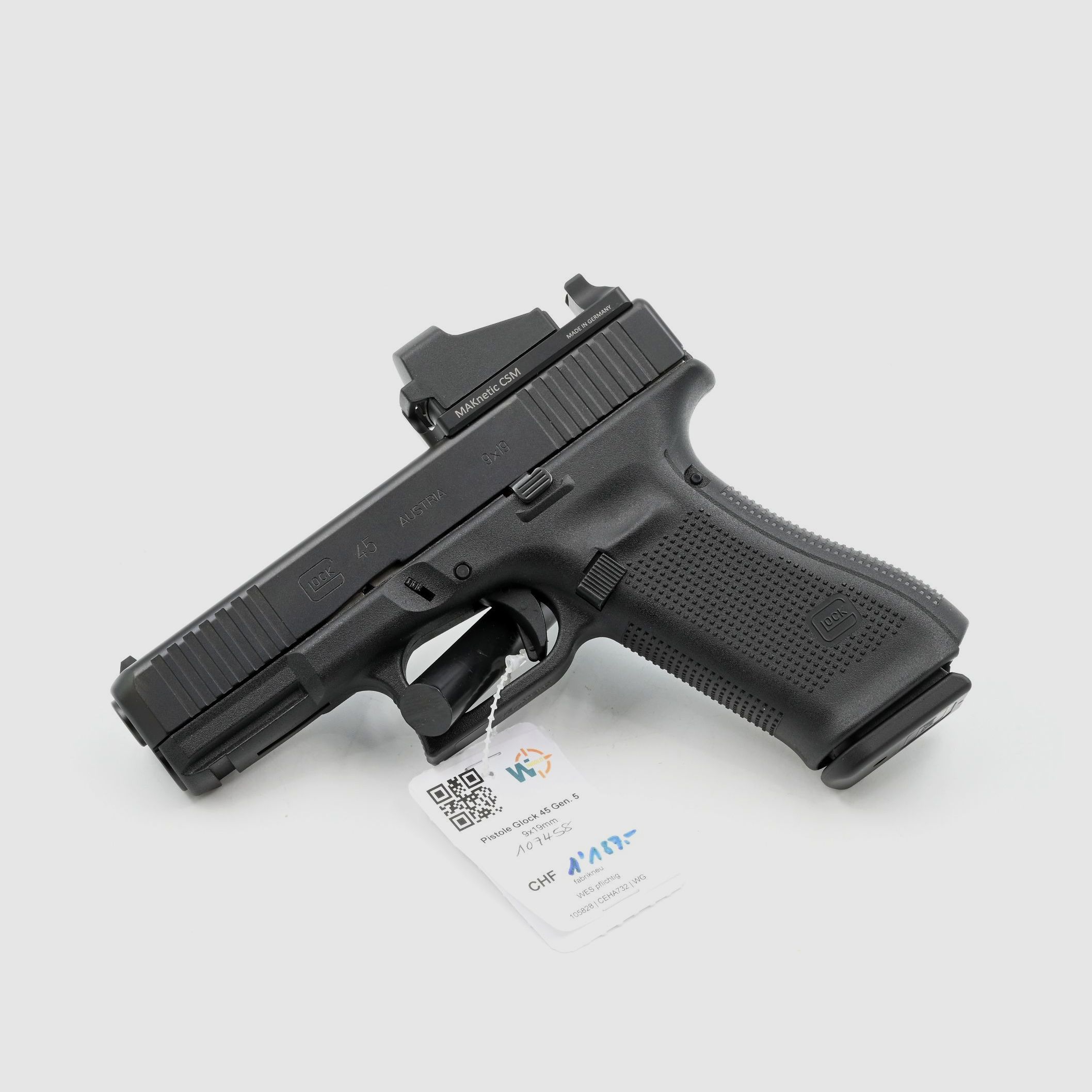 Pistole Glock 45 Gen5, 9×19, MAK-Montage, Reflexvisier Shield SMS, Bild 1 von 2