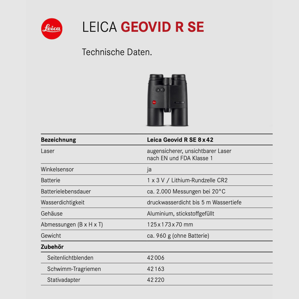 LEICA 408-25 Geovid R SE 8x42