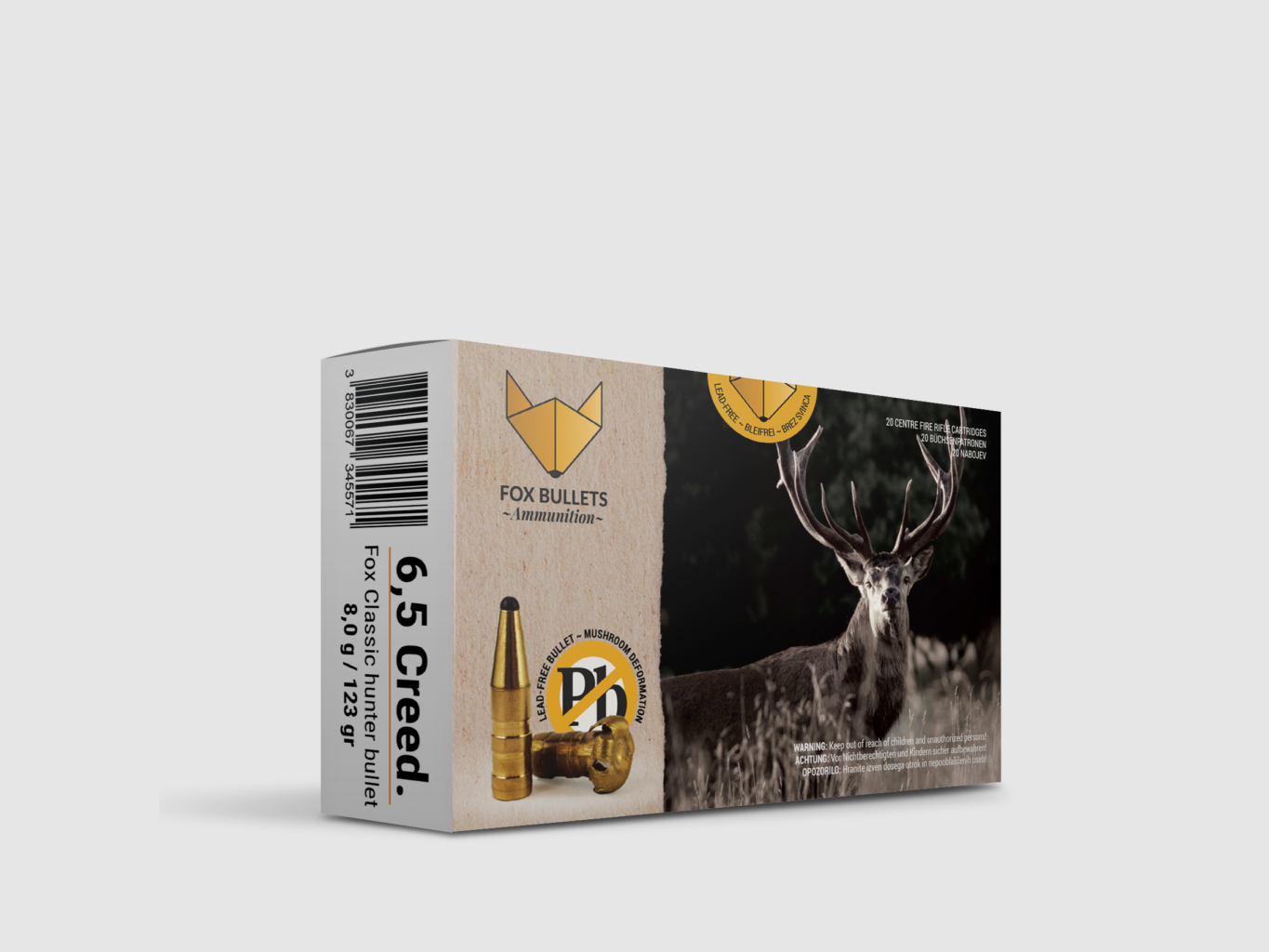 Fox Bullets Classic Hunter 6,5 Creedmoor 8,0 g / 123 gr bleifreie Munition – 20 Patronen