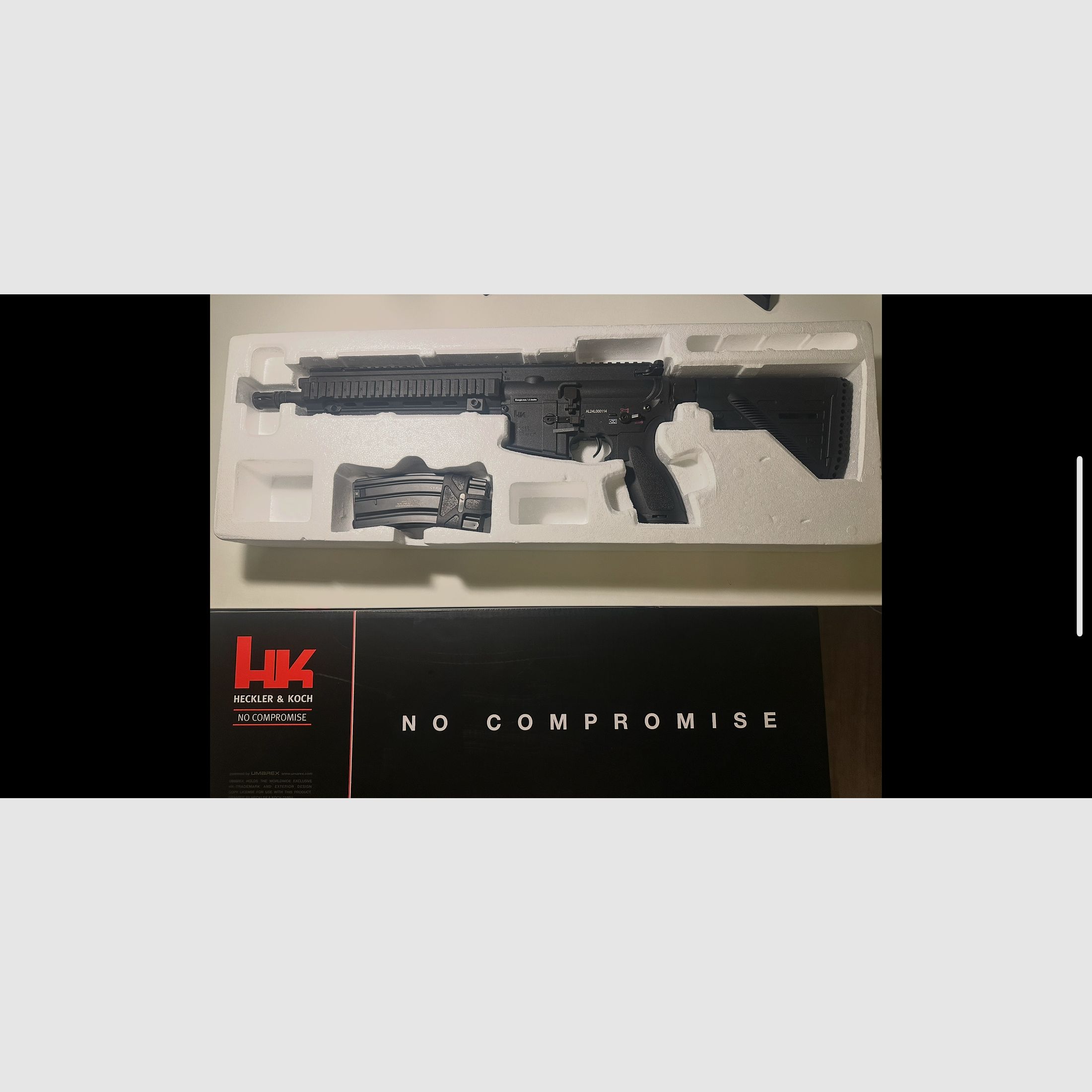 HK 416 Airsoft S-AEG / 1.3 Joule / Condition 1A / With warranty, original packaging and invoice / Ready to play