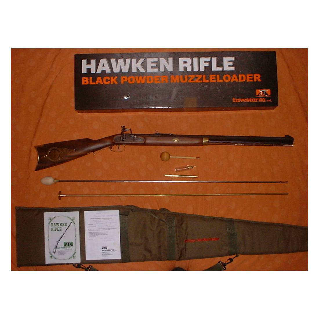 Hawken Target Steinschloss-Rifle im Kaliber .45 mit Patchbox
