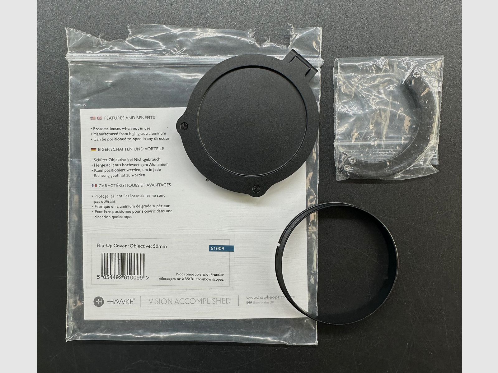 Exhibitor HAWKE 61009 riflescope flip-up lens cover for 50mm objectives