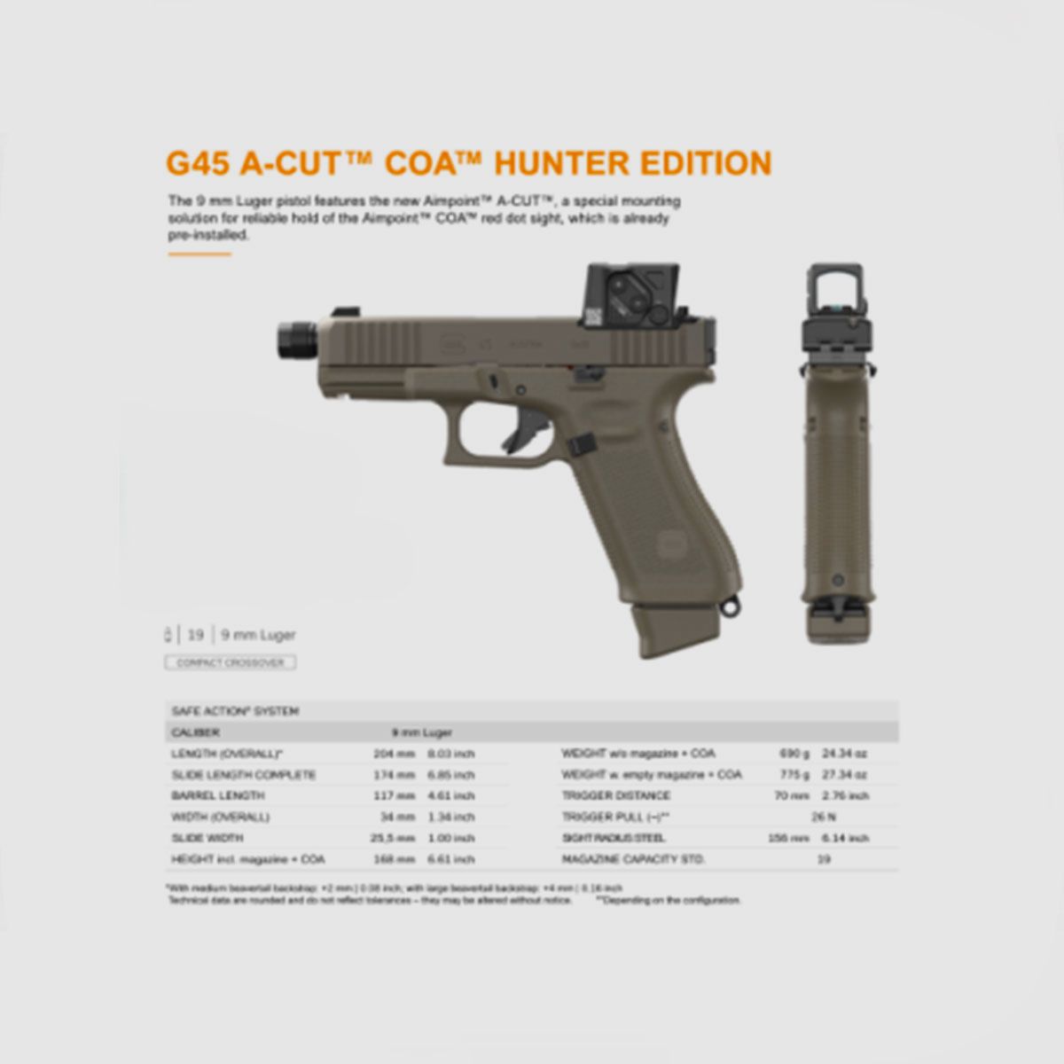 PISTOLA – GLOCK 45 9 LUGER HUNTER A-CUT COA GTL-II, imagen 5 de 5