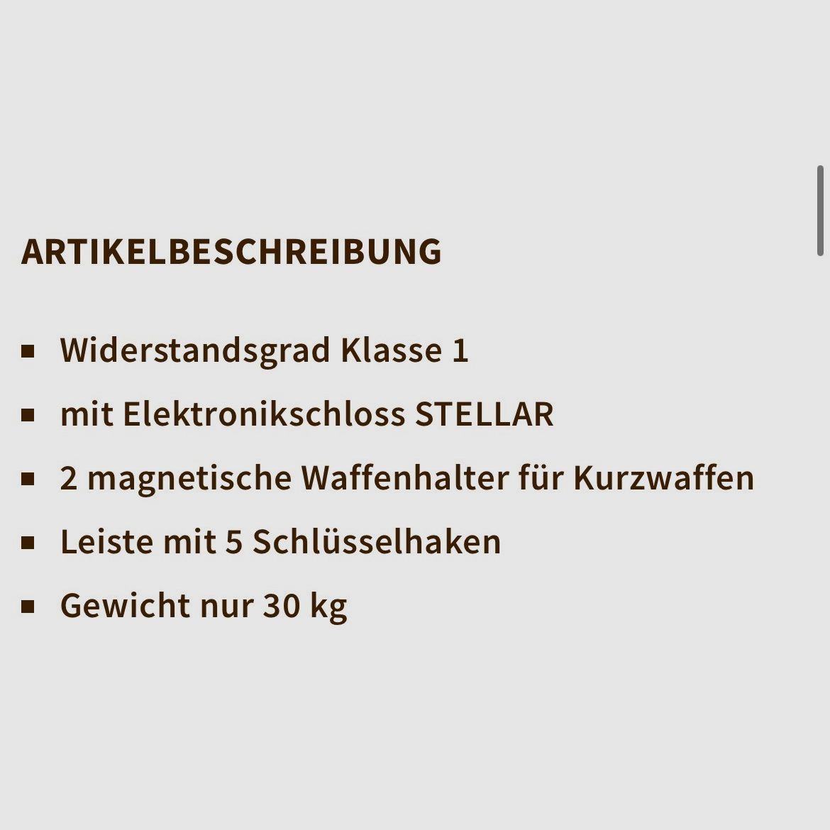 Armoire à pistolets Armoire à armes Classe 1