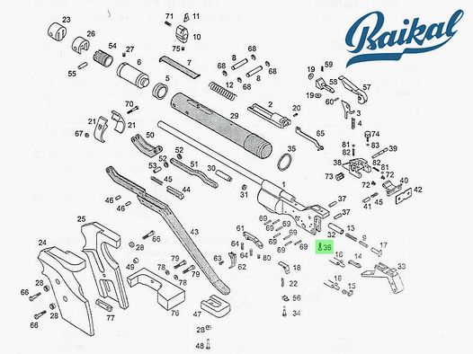 Schraube (Screw) fĂĽr Match-Luftpistole Baikal MP-46M