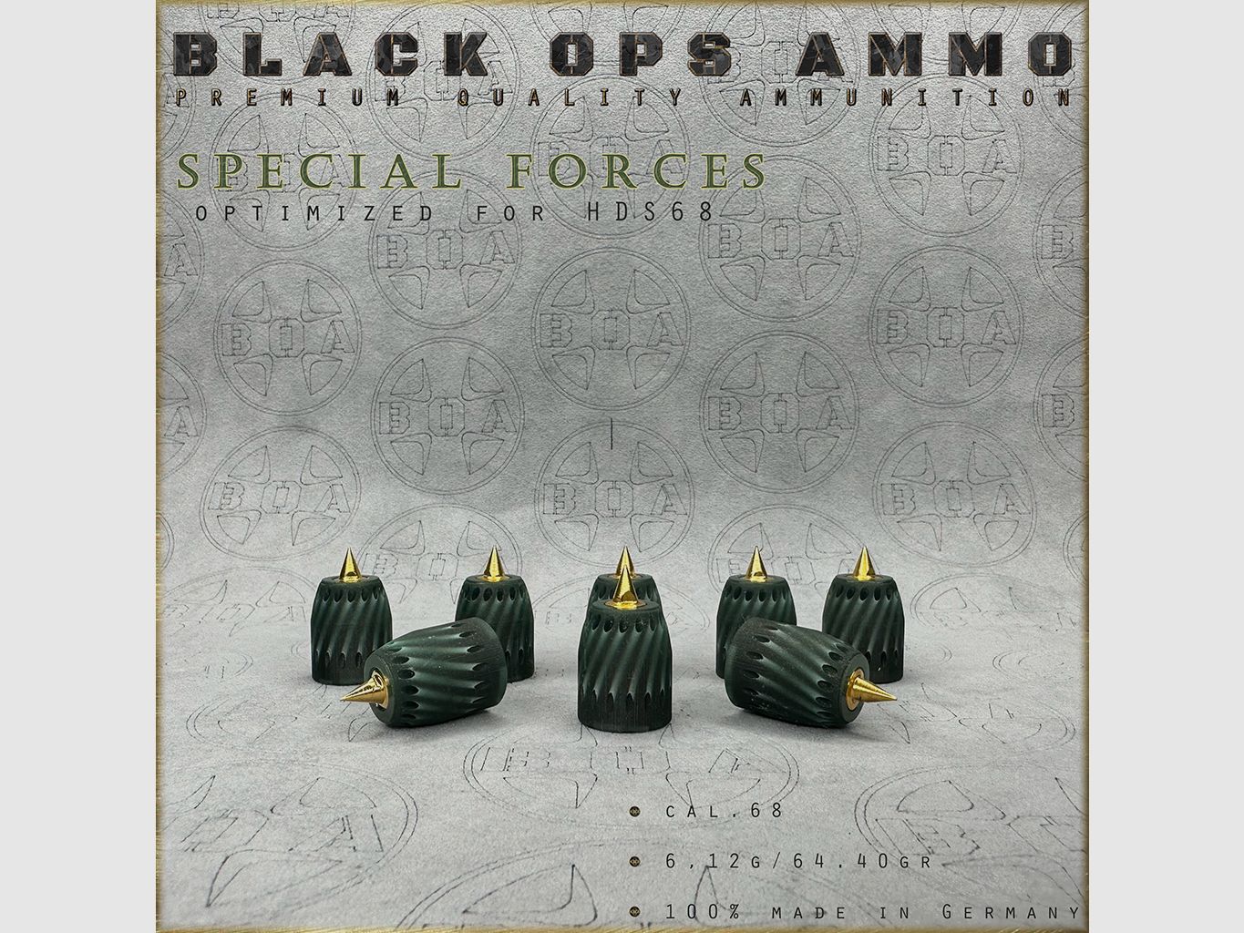 8x Fuerzas Especiales BLACK OPS MUNICIÓN Airgun TS HDS 68 Cal.68 Munición HDS68 TS68
