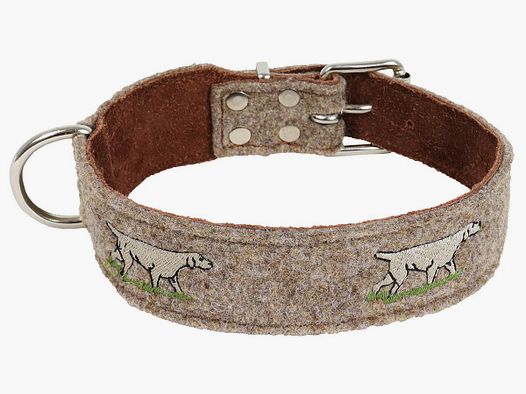 AKAH Hundehalsband mit Adressanhänger Wollfilz und Yakleder