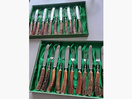 Jagdbesteck von Anton Wingen Solingen 24 teilig für 12 Personen