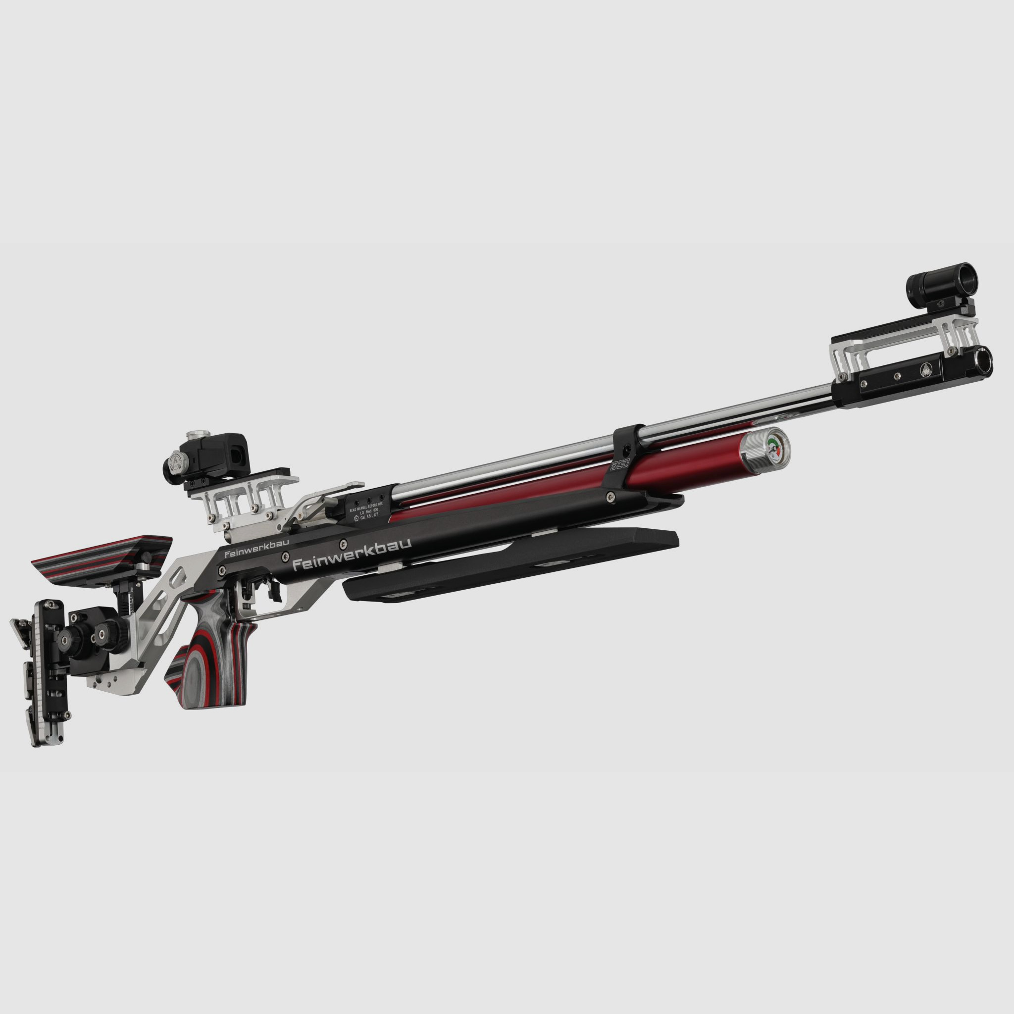 Feinwerkbau 800 Alu Silber/Rot Auflage - Schaftkappe X-line