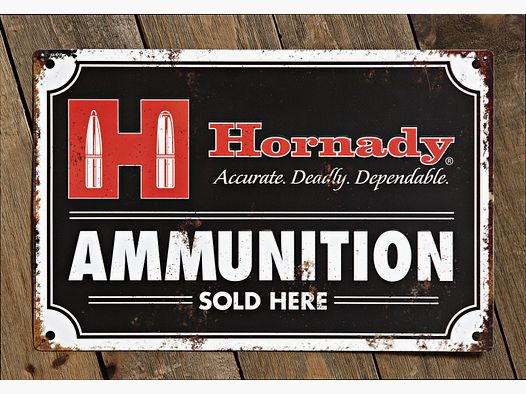 Hornady Blechschild Vintage „Ammunition Sold Here
