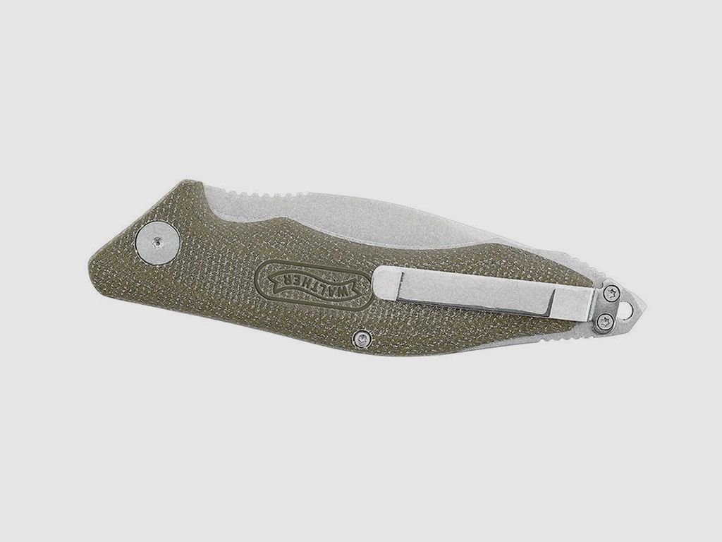 Outdoormesser Walther GNK 2 Green Nature Knife D2 Stahl Stonewash Finish KlingenlĂ¤nge 8,4 cm inklusive Lederholster (P18)