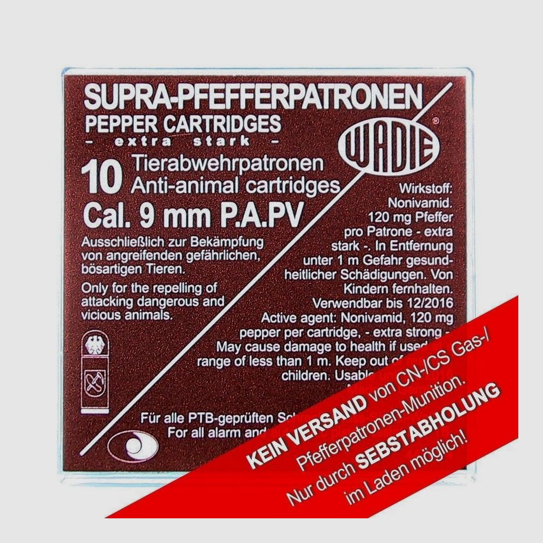 Wadie Supra Pfefferpatronen 9 mm P.A. PV / 120 mg NV
