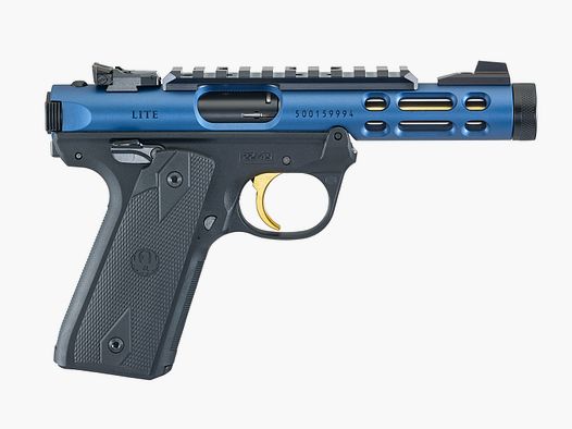 RUGER PISTOL MARK IV 22/45 LITE .22 LR 4.4"/11.18CM COBALT KINETIC SLATE ANODIZED 1/2"-28