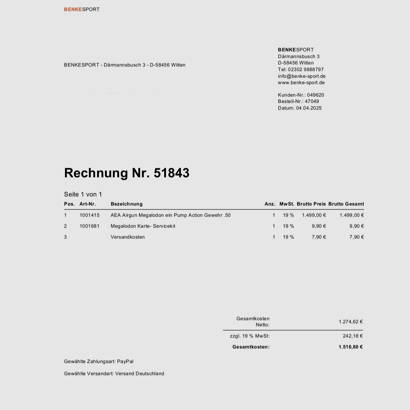 Megalodon Luftgewehr Cal.50 /04.04.2026