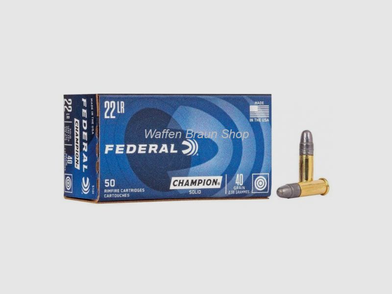 Federal .22 lr. 40 grain Solid "Champion" 50 Stück High Velocity