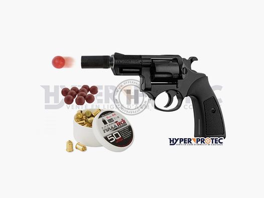 Pack Défense Arme à blanc competitive revolver noir alarme 9 mm