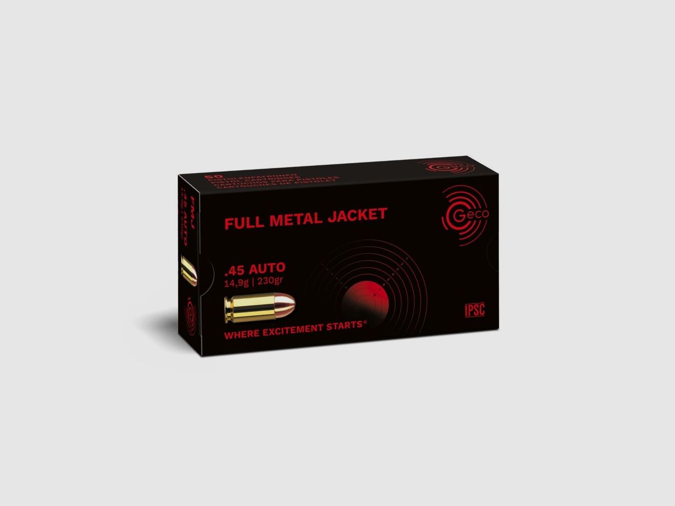 Geco Kaliber .45 VM Pistolen Patronen Inhalt 50 Stück