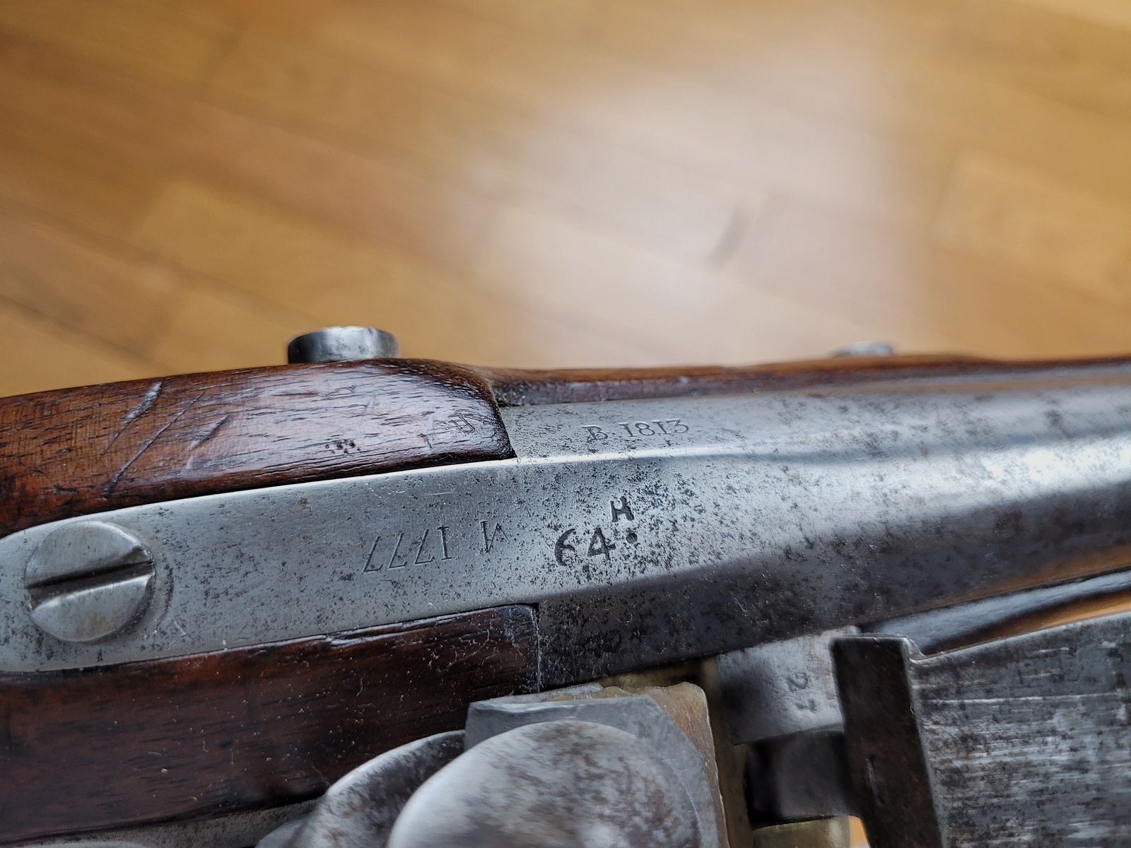 Sehr schönes Gewehr 1777 modifiziert AN IX – Kaiserliche Manufaktur von St Étienne – 1813 – homogen – Gewehrriemen und Bajonett – Seltenheitszustand, Bild 21 von 45