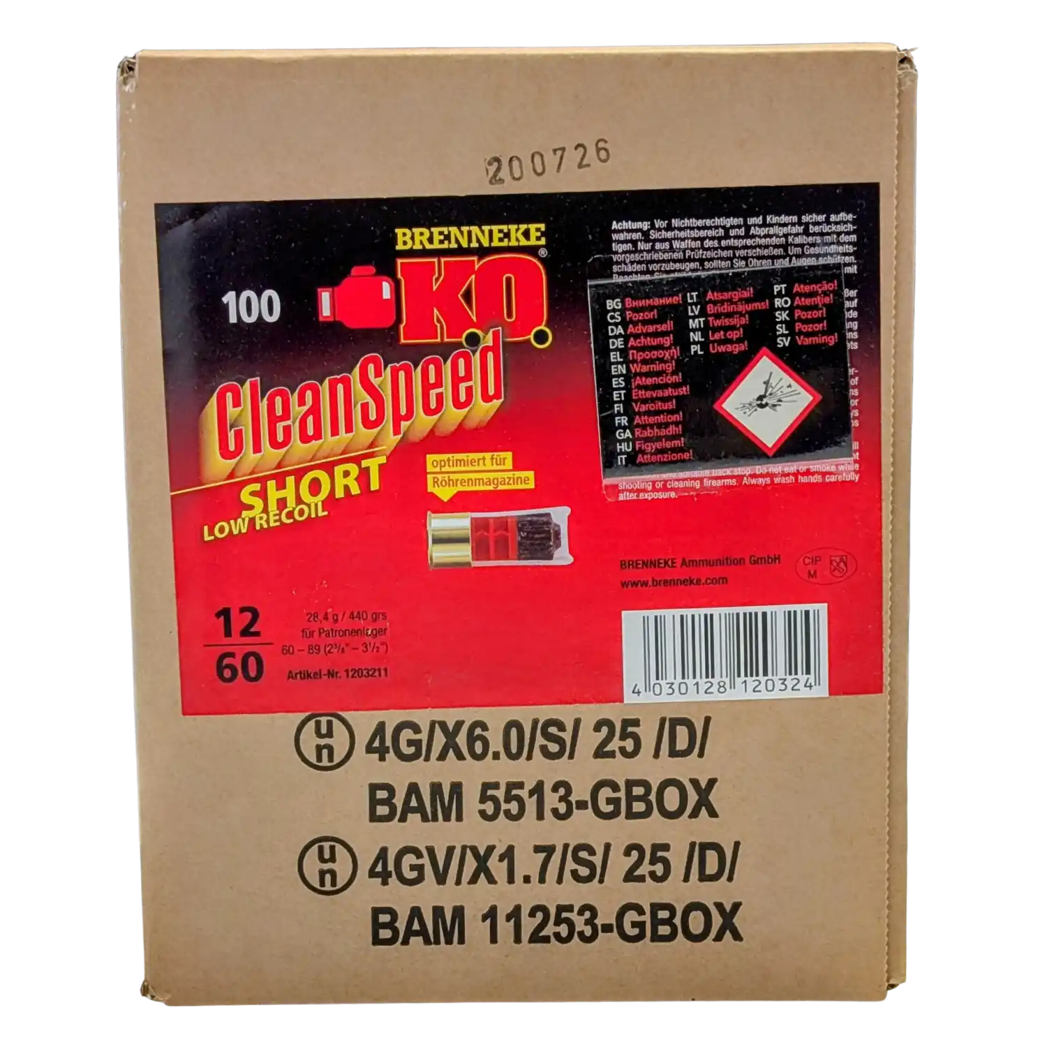 Brenneke K.O. Clean Speed Short calibro 12/60 100 colpi