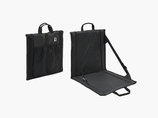 Faltsitz mit Tragegriff + Netztasche für 2 Getränkeflaschen - Schwarz