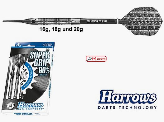 Harrows Darts Technology Supergrip 90% Soft 18g Dart i akcesoria