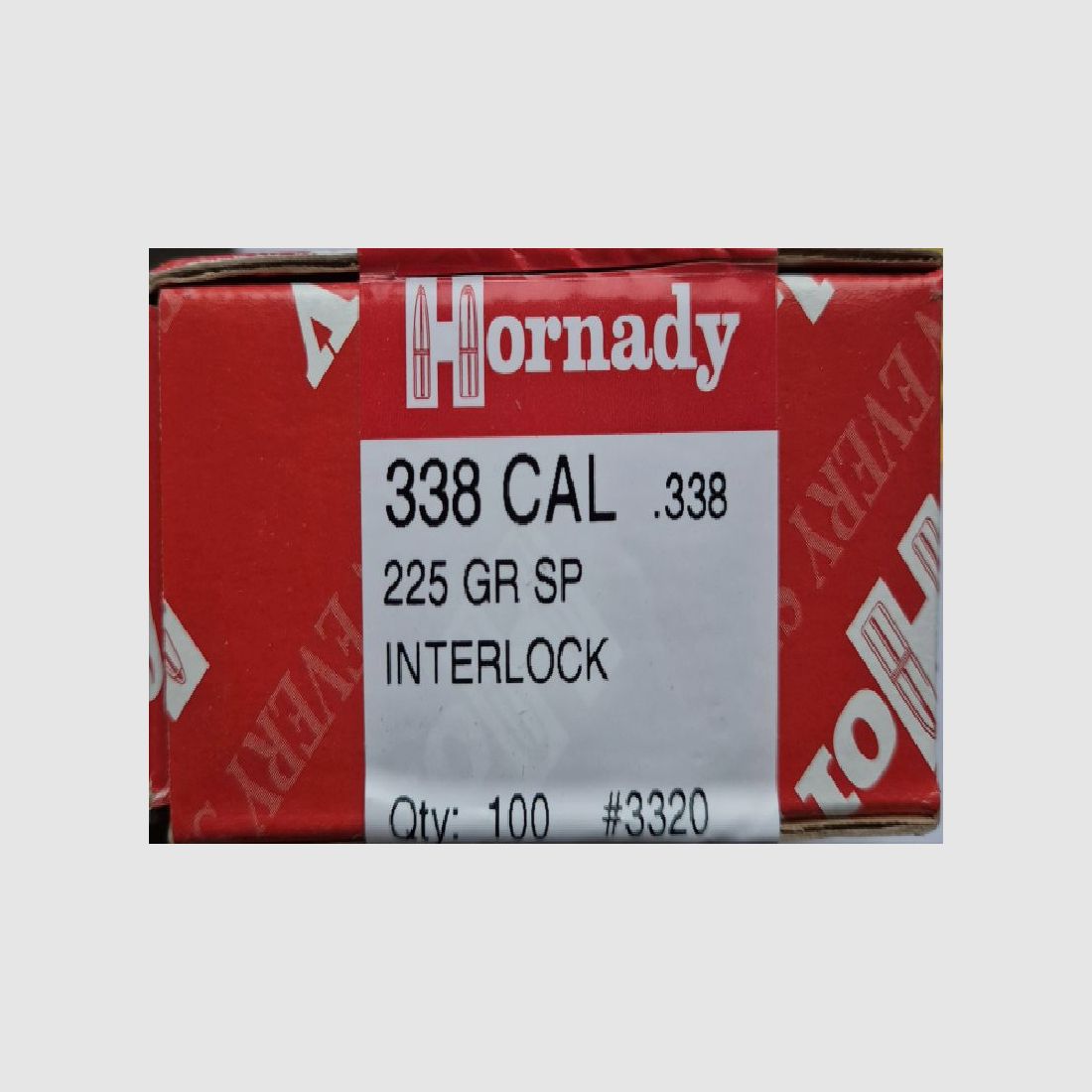 100 Geschosse Hornady .338, 14,6 g, 225 grs Spire Point Interlock