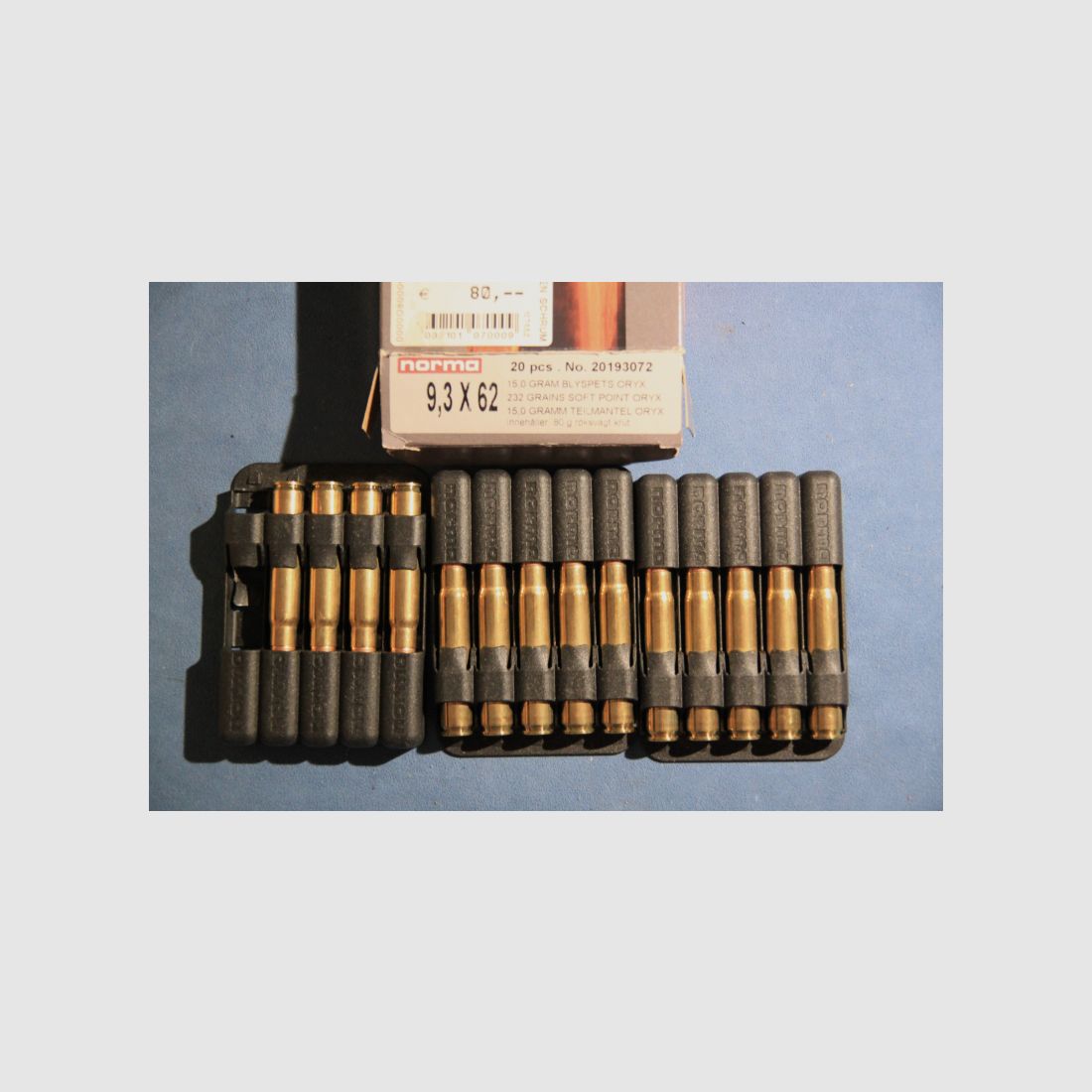 14 Schuß Norma Jagdmunition 9,3 x 62 mit dem 15 Gramm Oryx-Geschoß