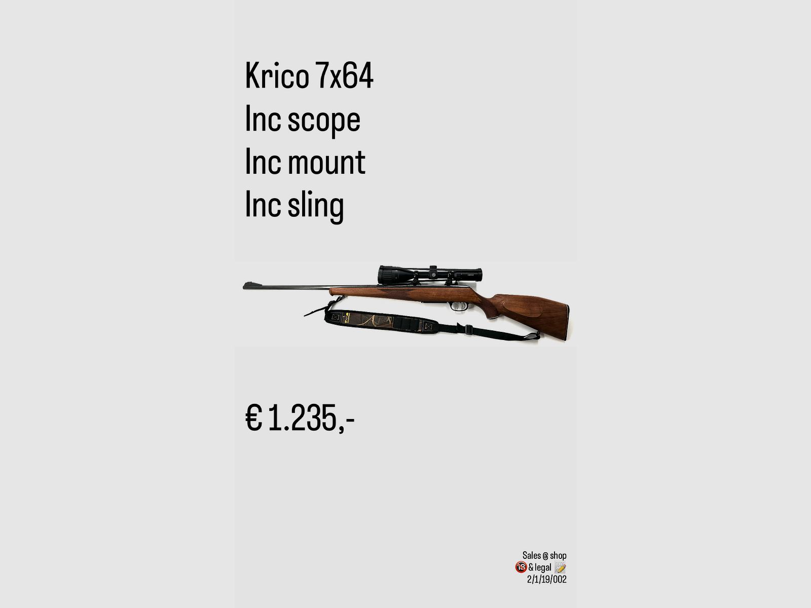 Krico 7x64 con cannocchiale e montaggio, immagine 10 di 10