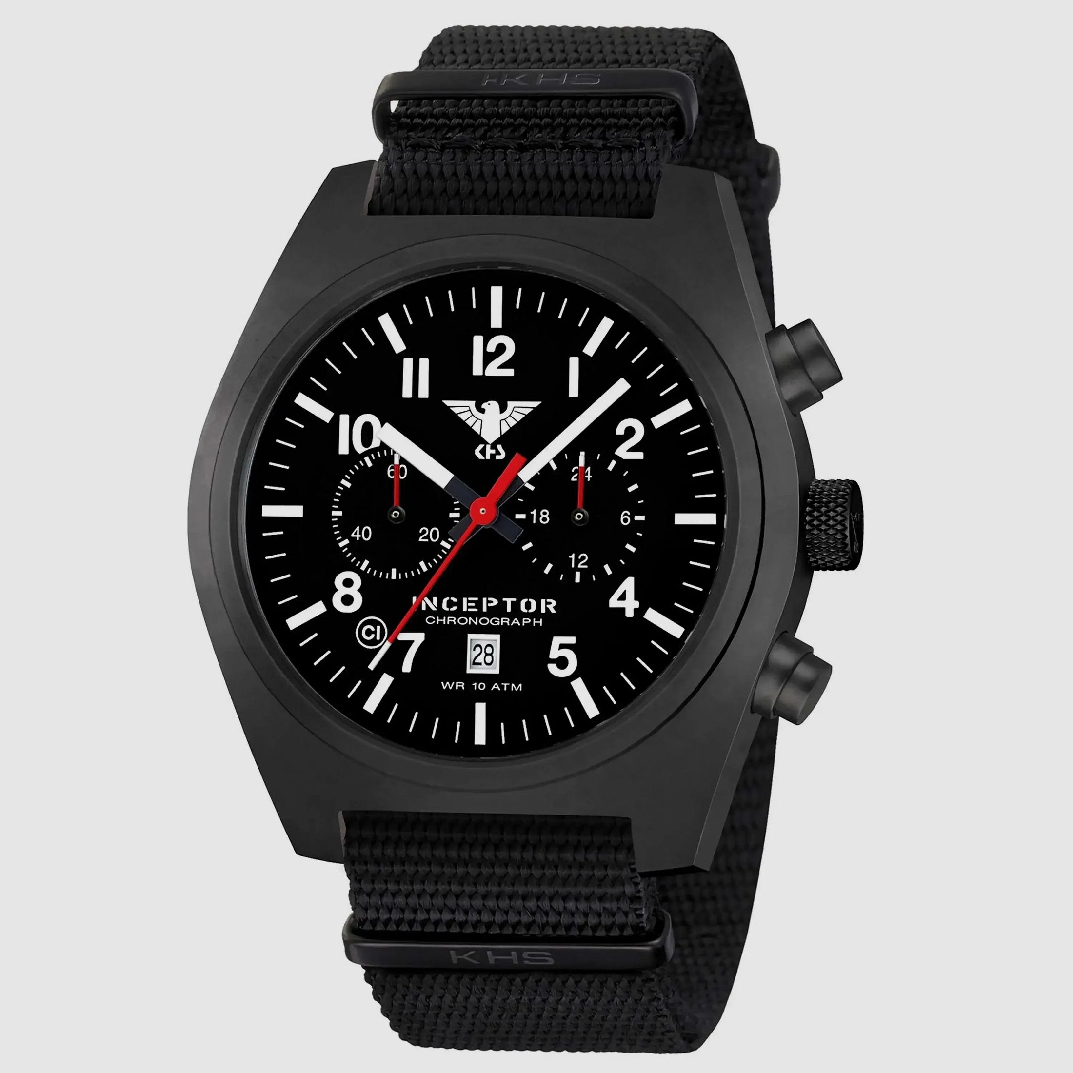 KHS KHS Reloj Inceptor Black Steel Cronógrafo Banda NATO