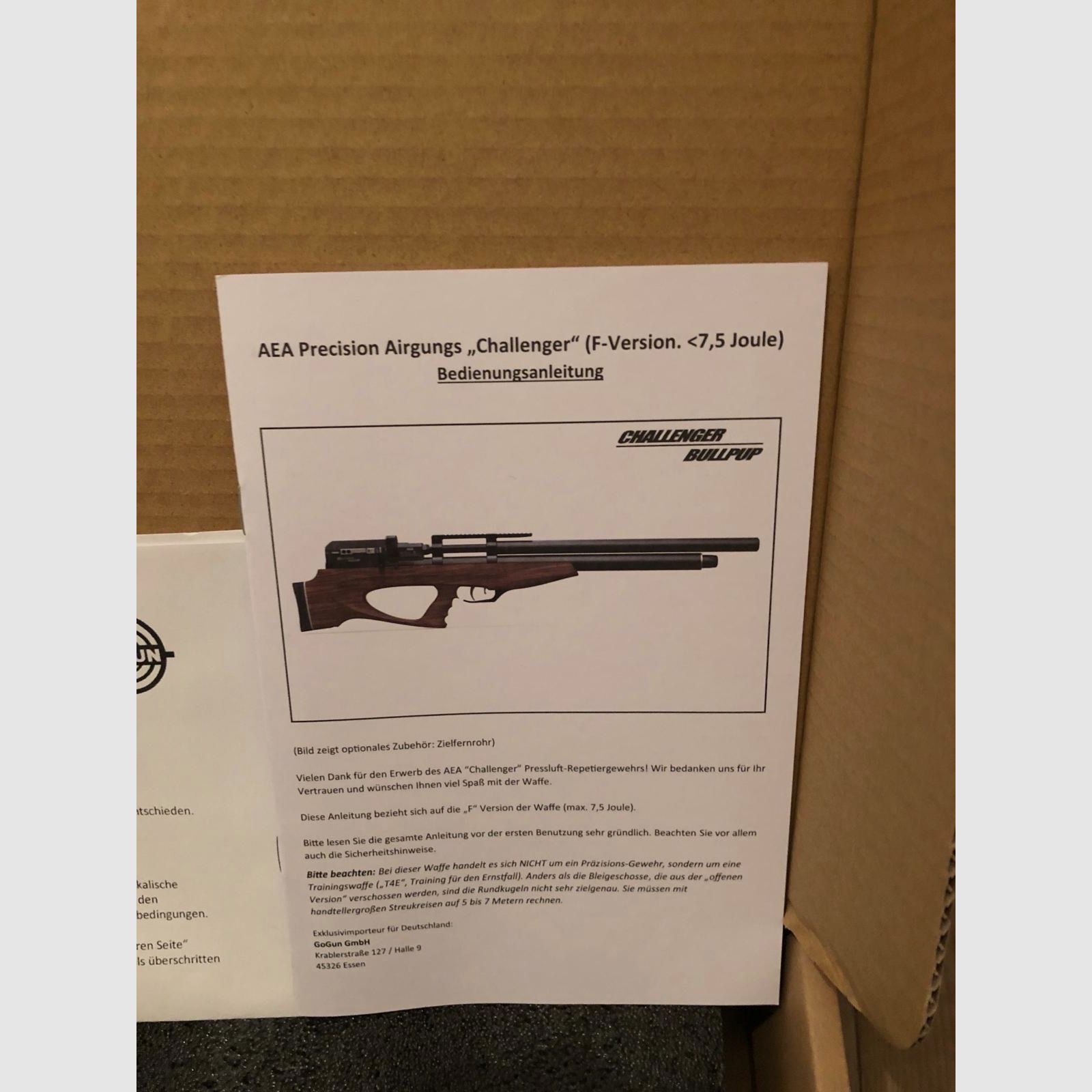 AEA Challenger Bullpup .50 Ram Waffe Kaliber .50 (F-Version)