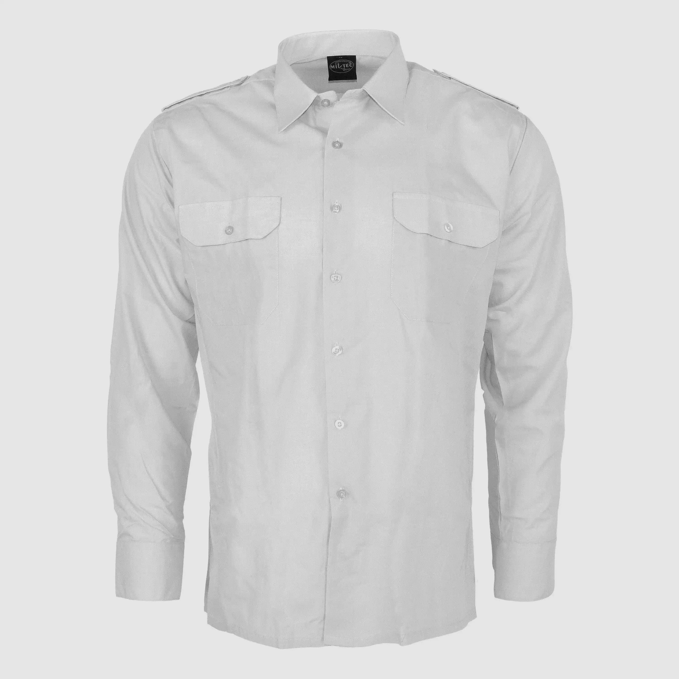 Mil-Tec Chemise de Service à Manches Longues - Blanche / S Hommes