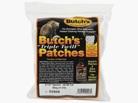 Butch's Triple Twill Reinigungspatches 375 Stück für .45 - .58 / .410 / .20