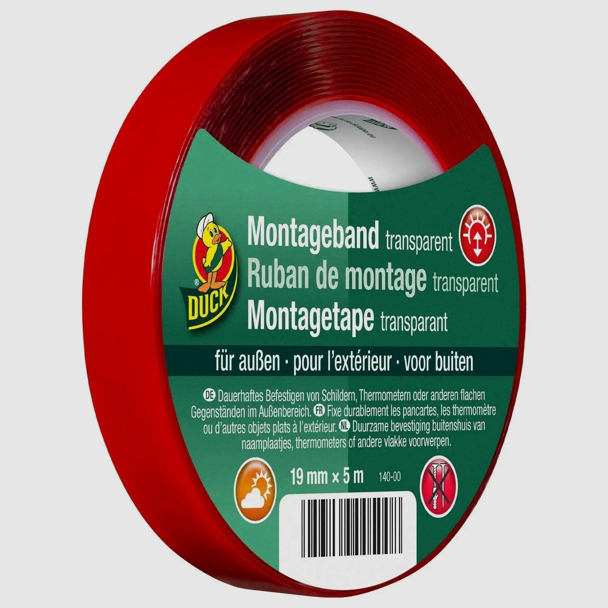 Duck Tape Duck Tape Montageband Buiten 19 mm x 5 m transparant