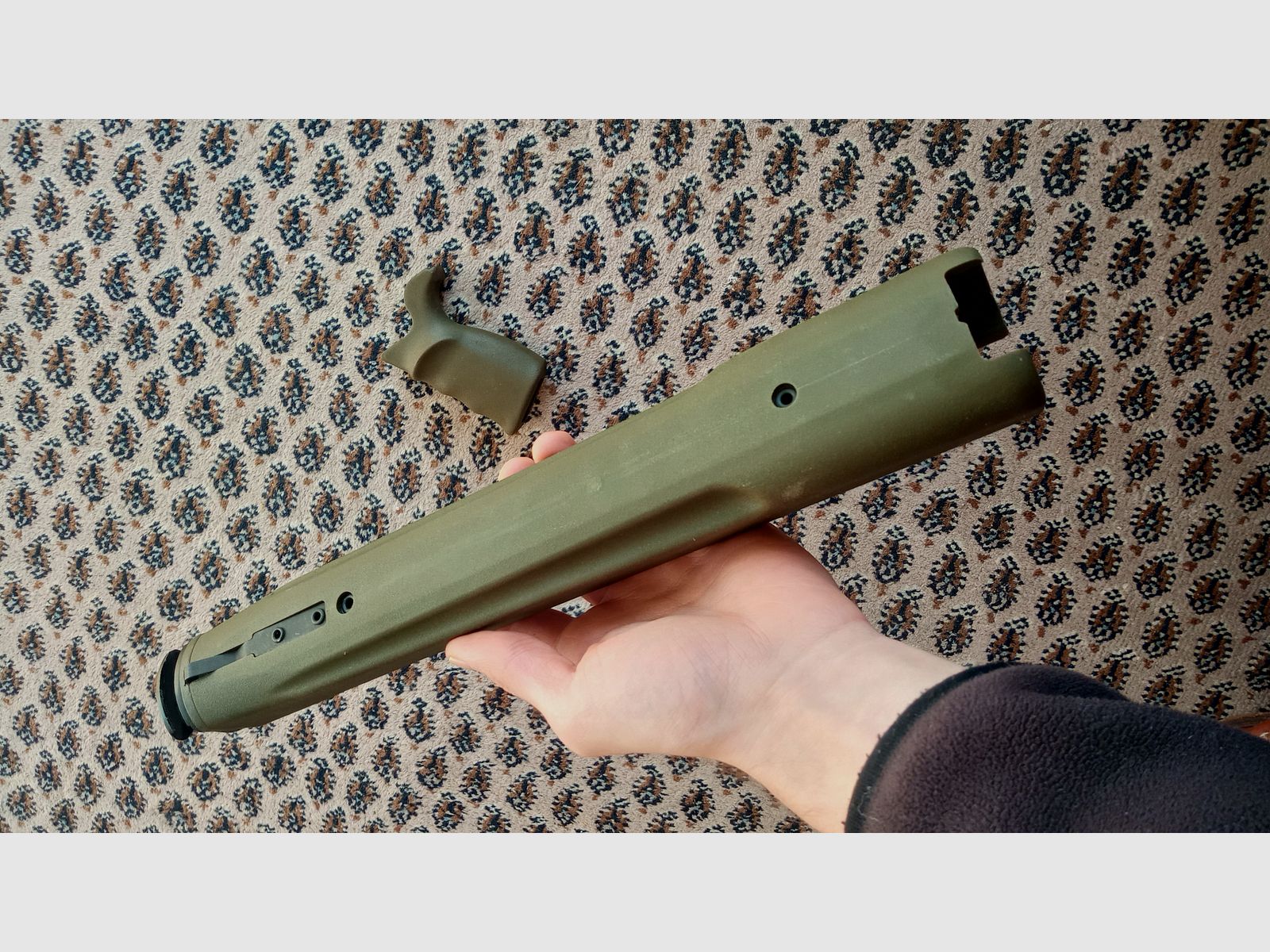 Original Griff & Trapezhandschutz für H&K G3A4 beide farblich abgestimmt in NATO Grün und Zweibein geeignet // G3 und Klone Handschutz + Pistolengriff / G3A3 G3SG1 MKE T41 HK91 VFC Co2 Umarex