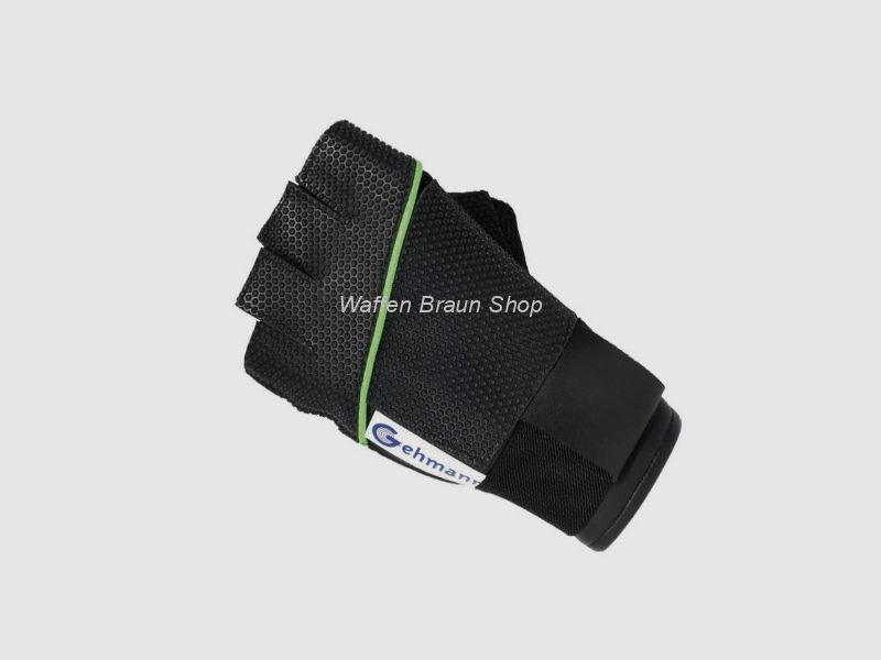 Gehmann Fingerfreier Schießhandschuh für die Linke Hand Gr. S Schwarz/ Grün
