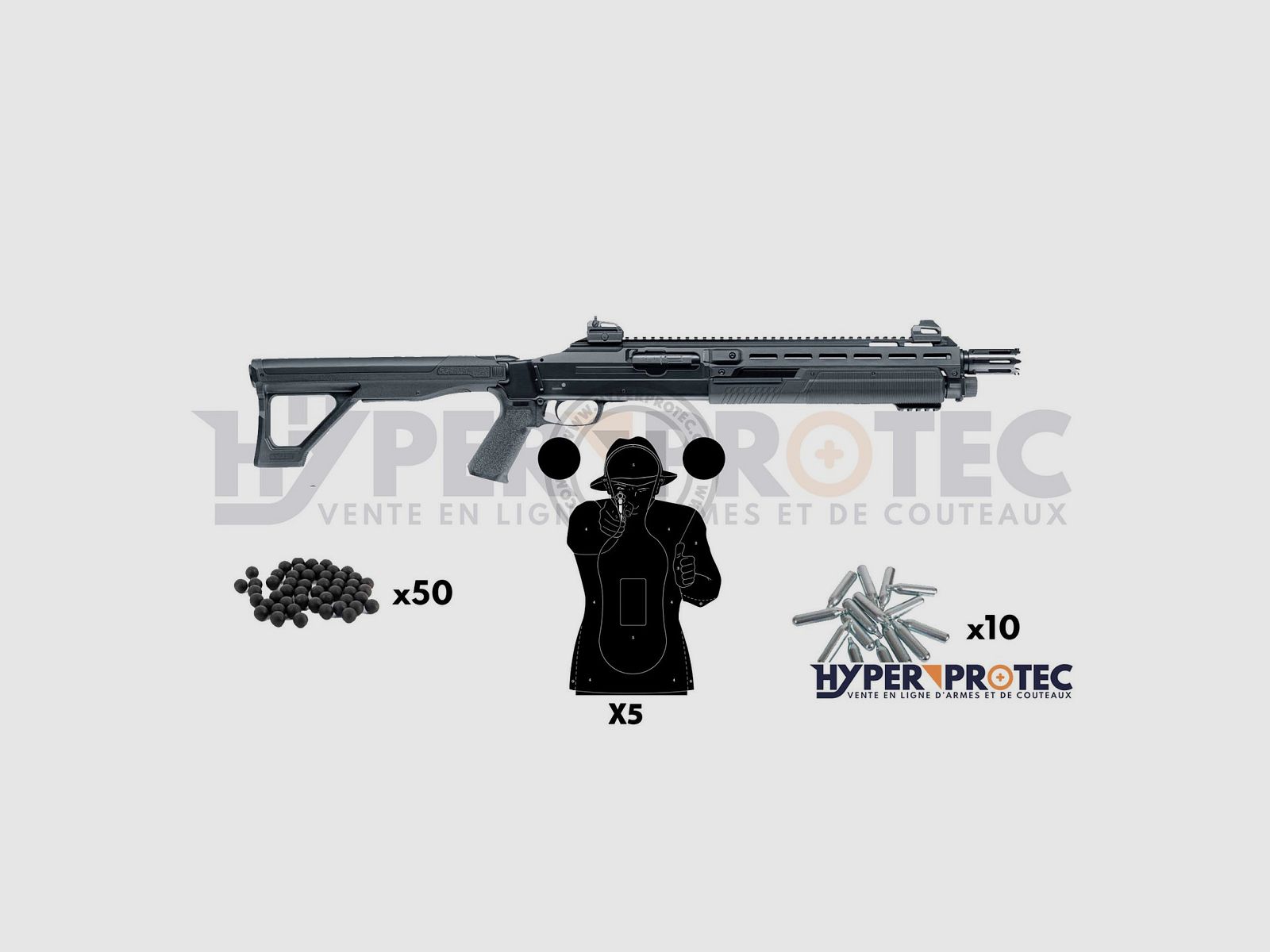 Set Vorderschaftrepetierflinte Gummigeschoss T4E HDX 68