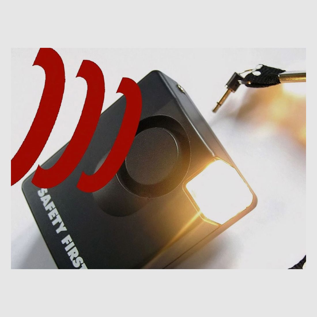 Safety First Mobilalarm gegen Einbruch Ăśberfall und Diebstahl mit Schrillalarm und Blitzlicht 100 dB schwarz