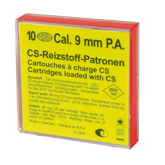 Cartouches 9 MM PAK A Gaz CS Pour Pistolet