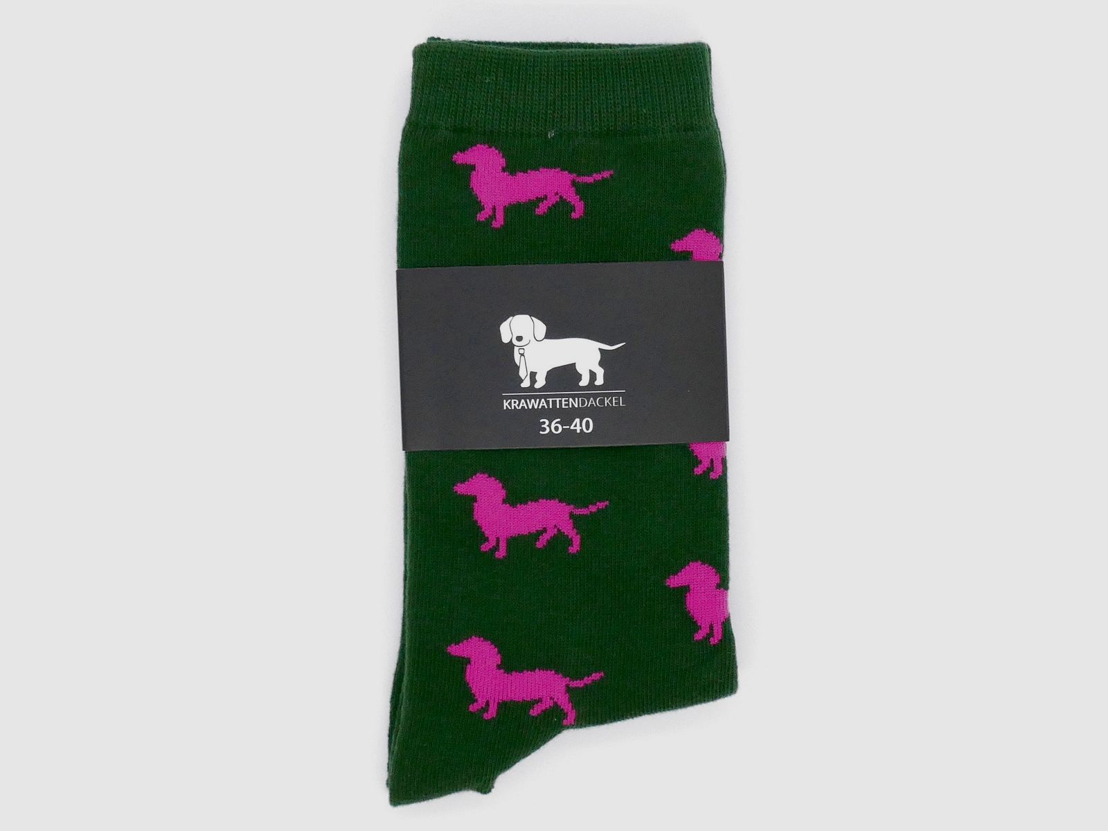 Krawattendackel Socken grün Dackel pink Größe 36-40 Damenstrümpfe