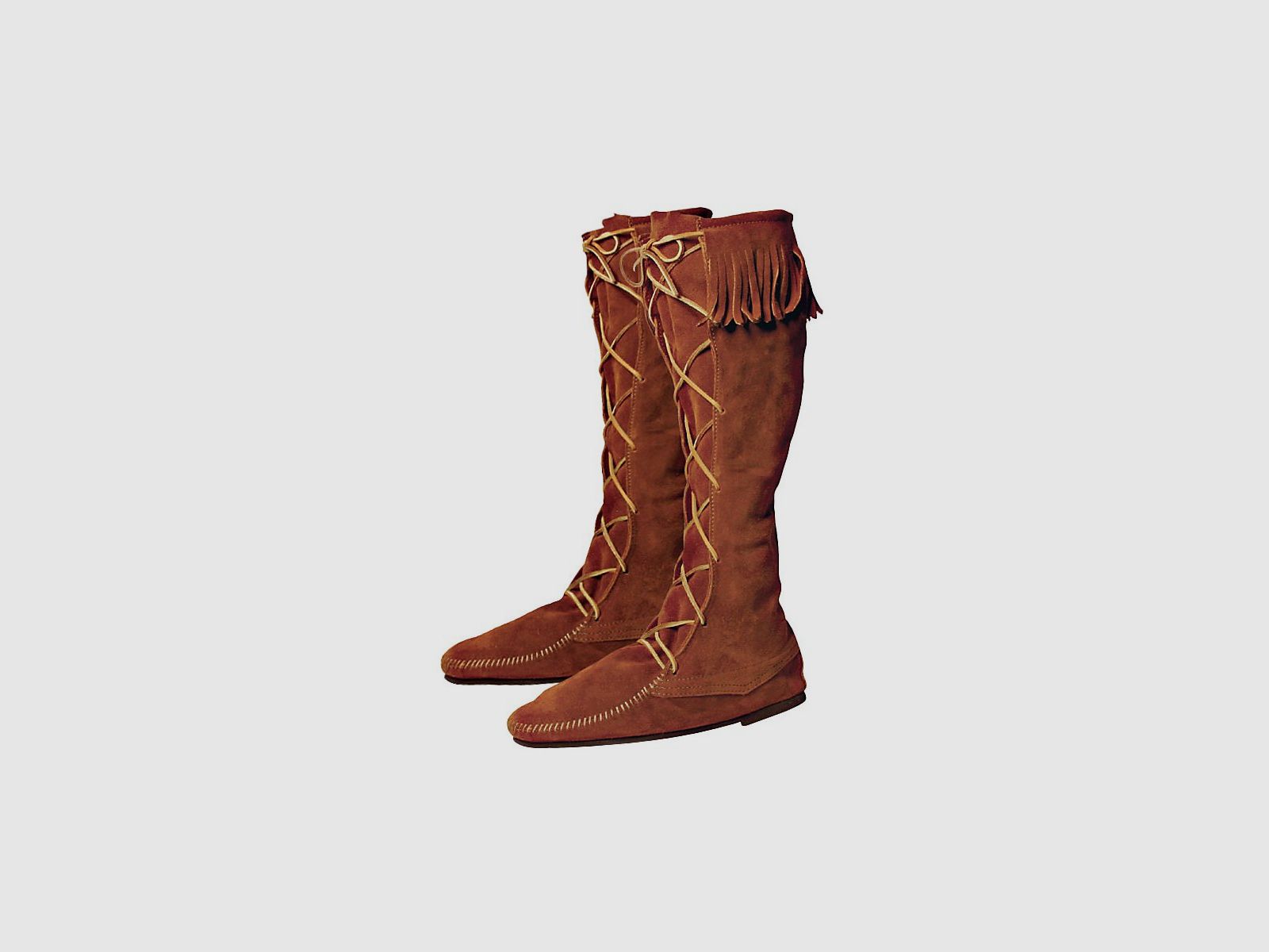 Moccasin Stiefel mit Fransensaum - braun, Größe 41 | 71158-41