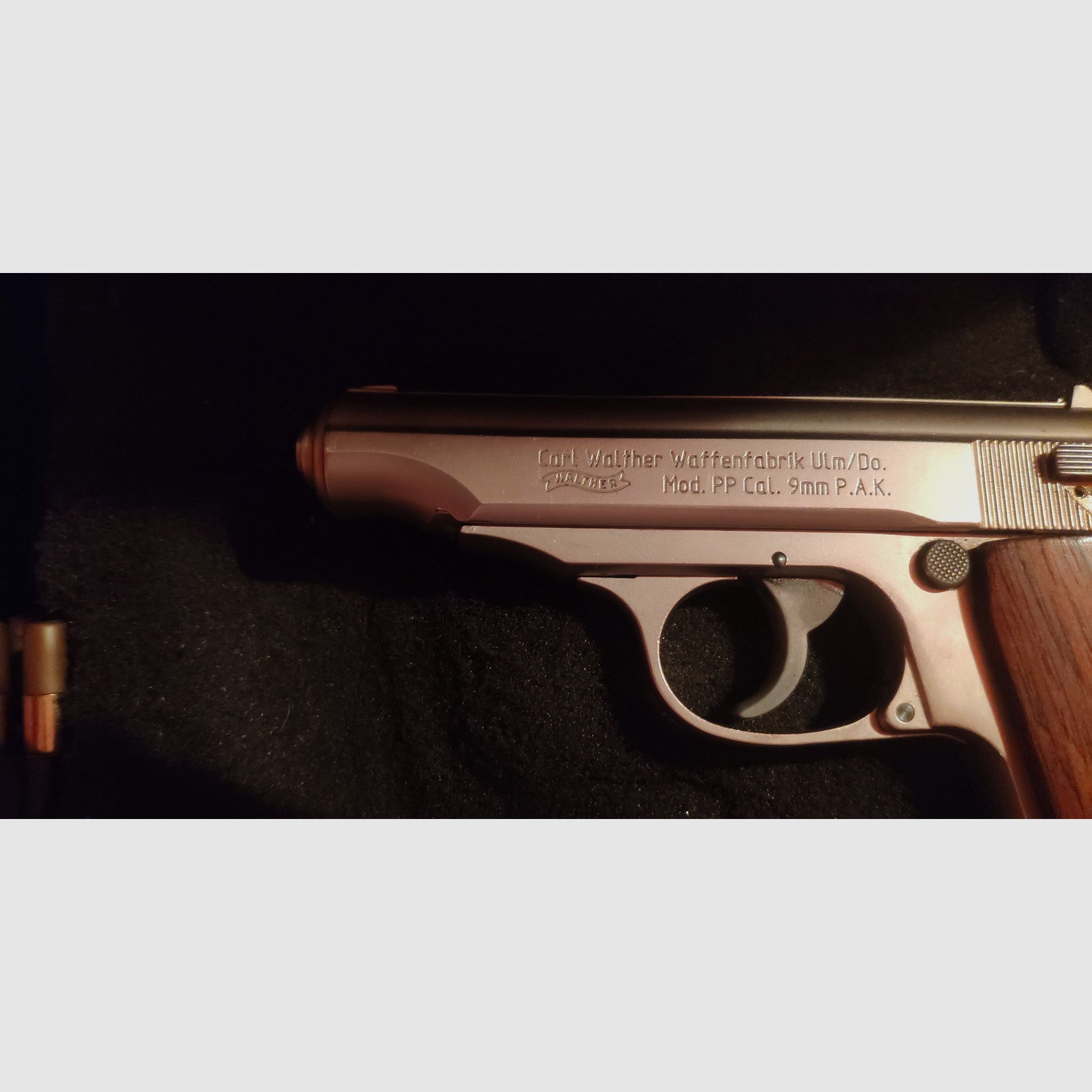 Walther PP, 9mm PAK Ersatzschlitten vernickelt