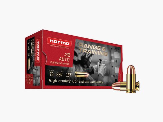 NORMA Range training 7,65 Browning (32 ACP) FMJ 73 grs par 50