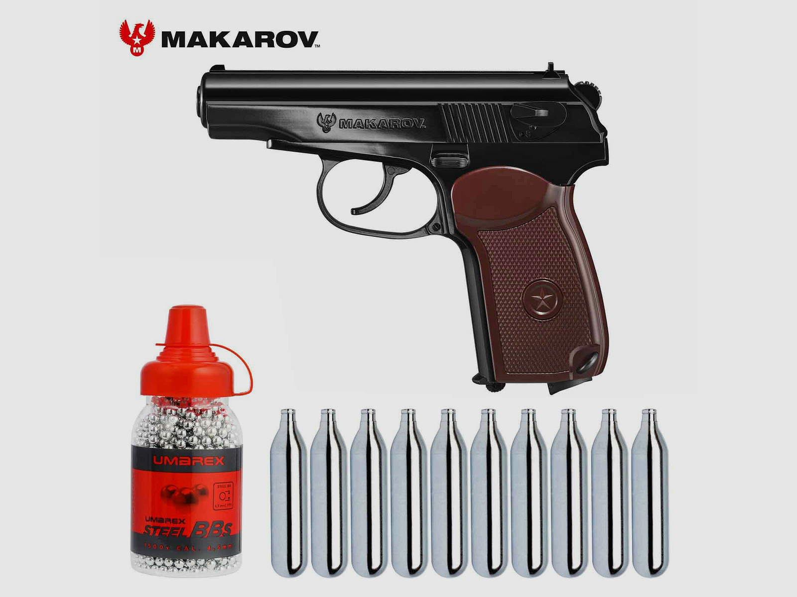 Luftpistolenset Makarov Co2-Pistole 4,5 mm BB (P18)
