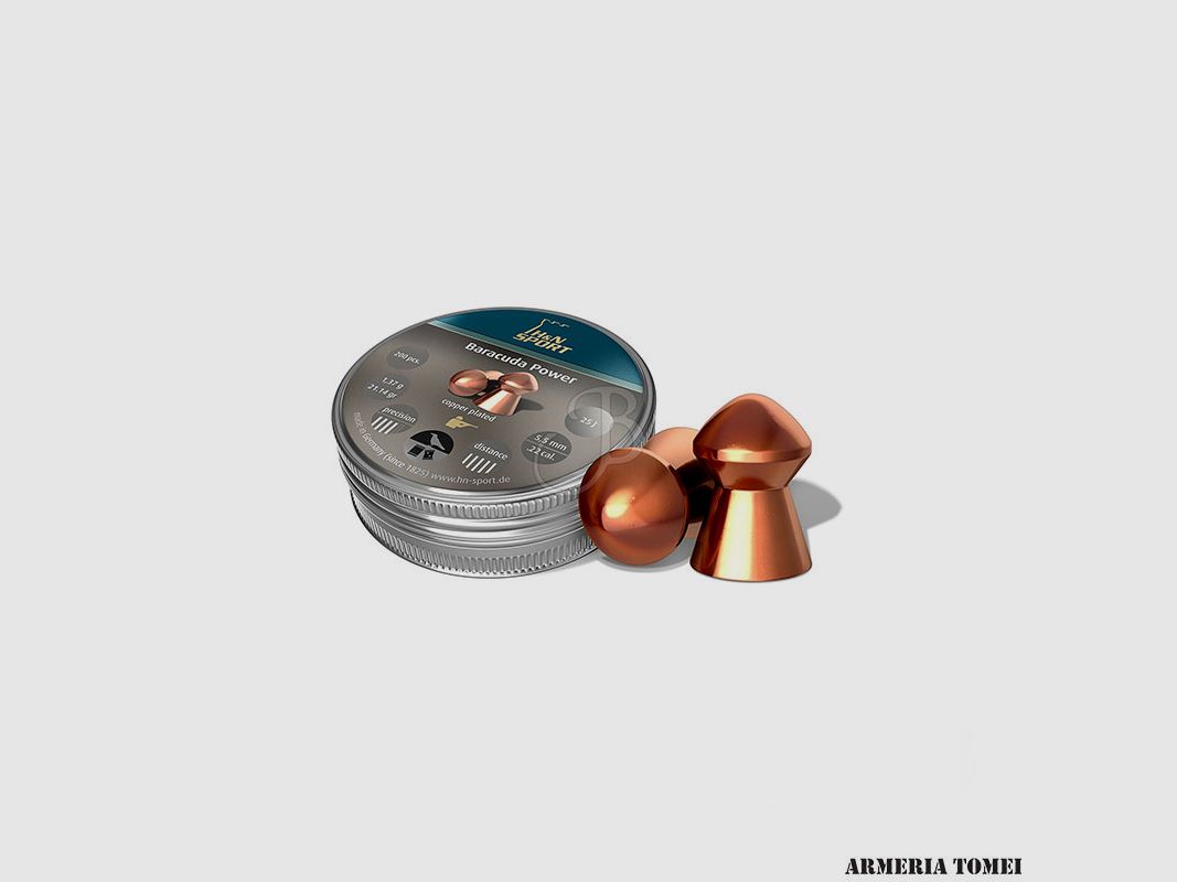 PULVERFREIE GESCHOSSE – H&N DIABOLO BARACUDA POWER KAL. 5,5 MM / .22 1,37G – 21,14GR VERPACKUNG 200 ST.
