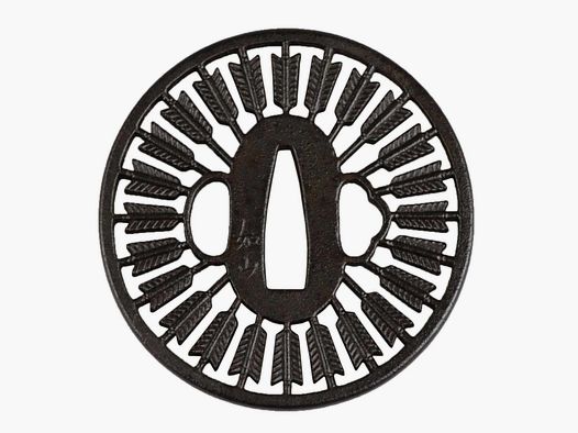 Tsuba du Japon Yaguruma roue à flèches