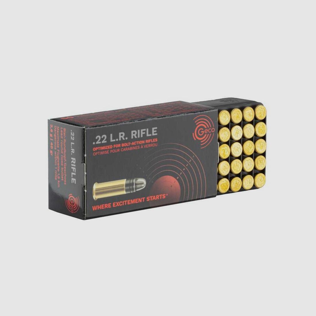 Cartridges .22 LR GECO Rifle 40 gr X50, image 2 of 4
