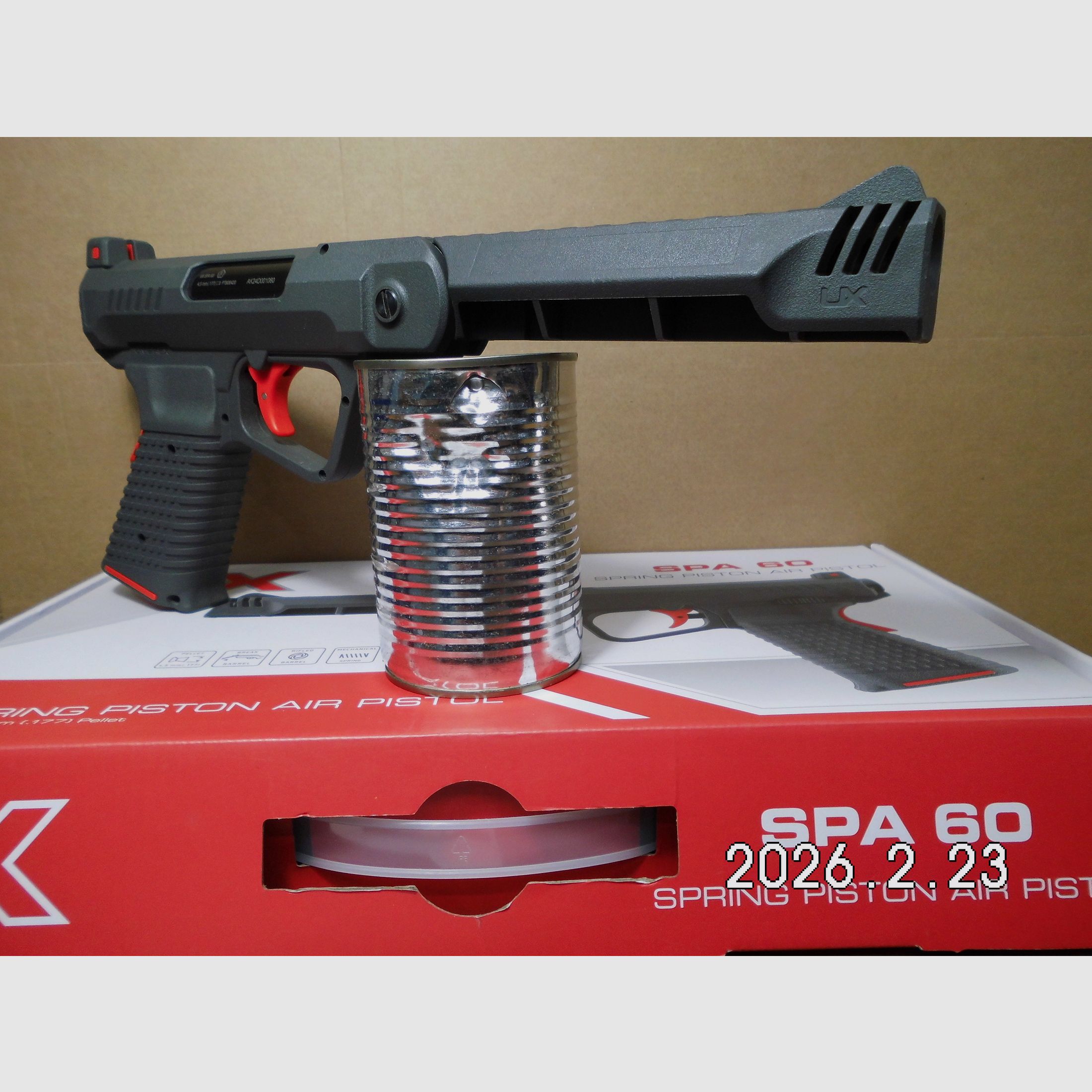 Air pistol Umarex SPA 60 break barrel 4.5mm diabolo in original packaging with instruction manual.