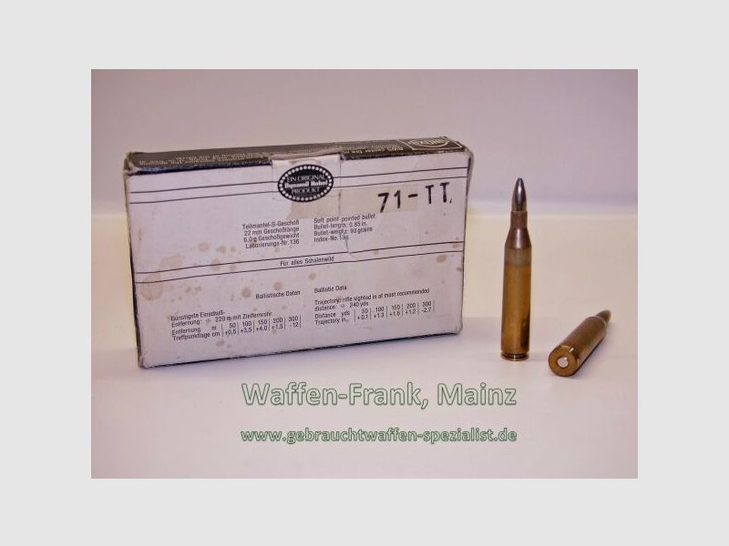 RWS (WZd.Fa.Rottweil) 93 gr. / 6,0 g TM noch mit Flußstahlmantel