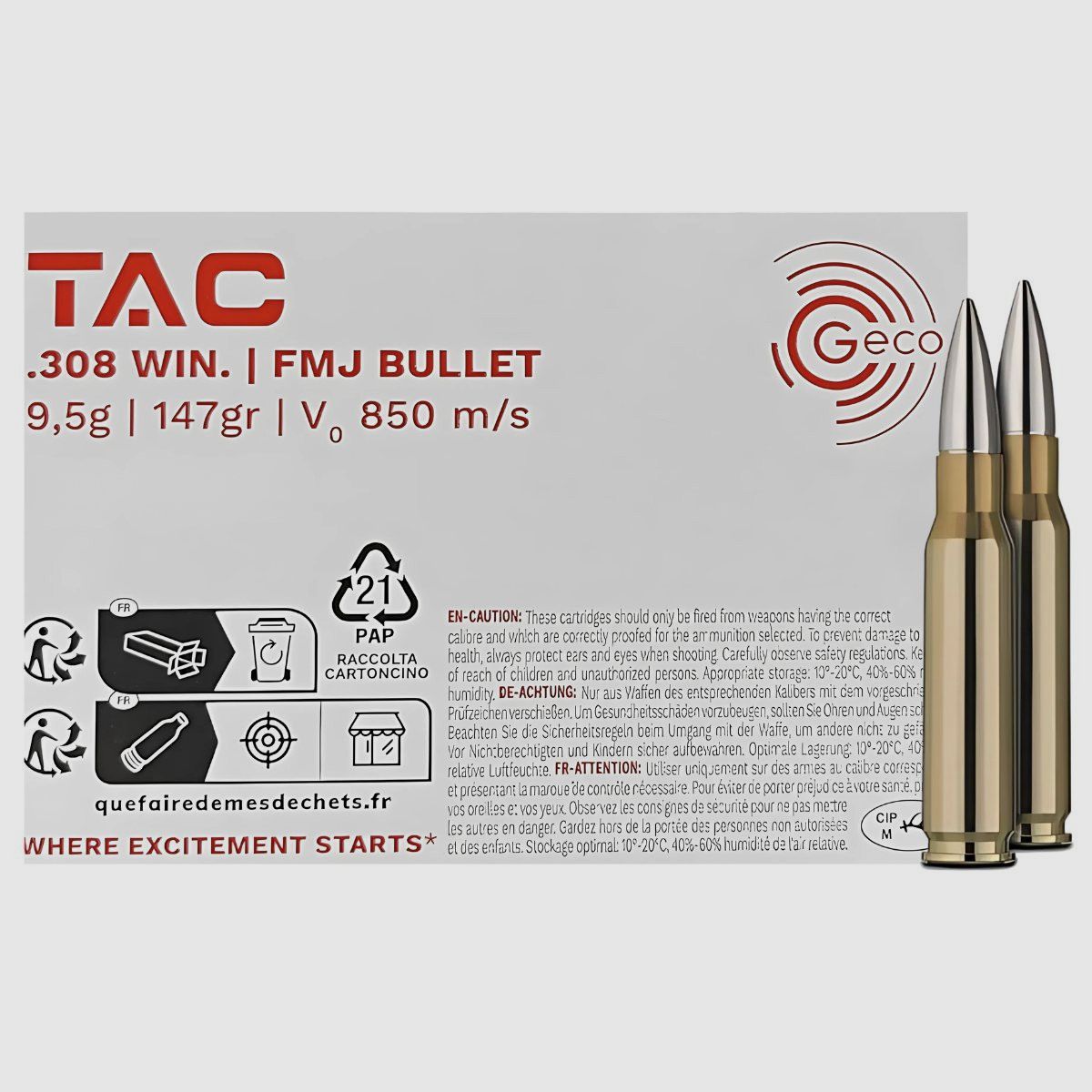 .308 Win Geco FMJ / VM TAC 147gr/9,5g (2433519)